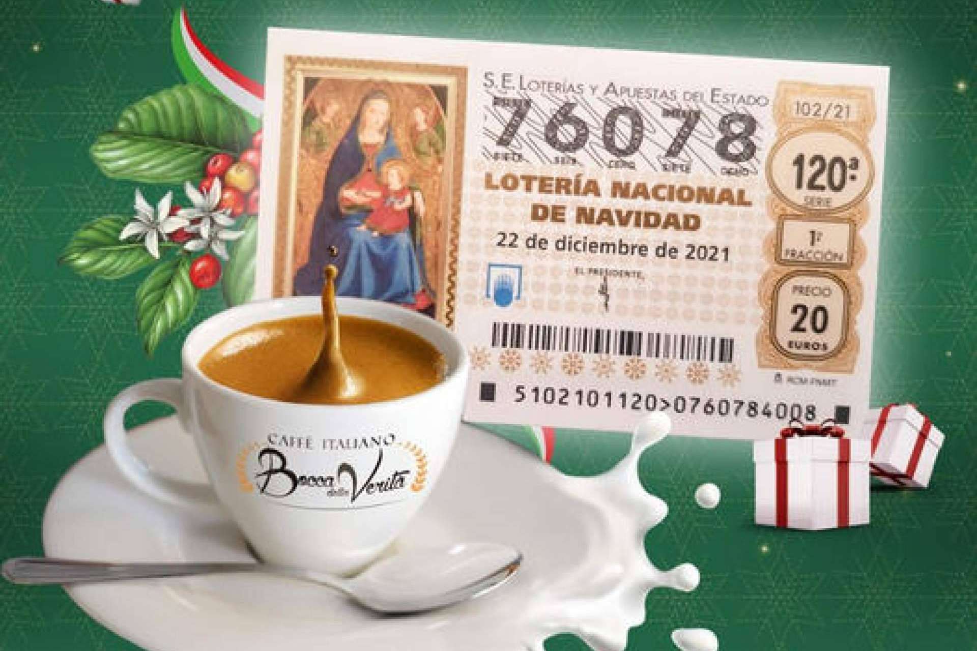 El café italiano Bocca Della Verità regala un décimo de lotería por la compra de 2 kilogramos de café