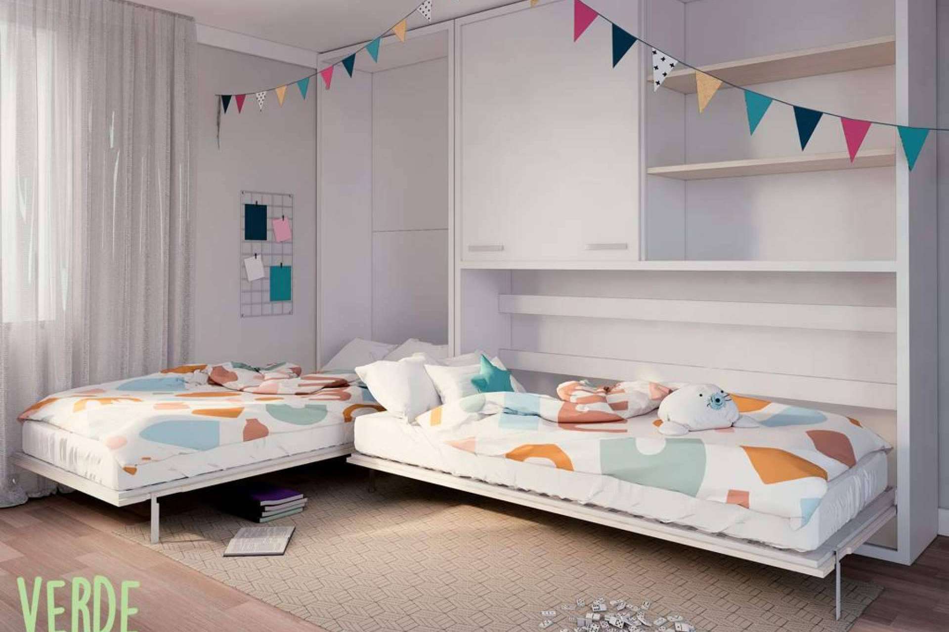 Camas abatibles de Verde Limón Muebles para habitaciones juveniles con poco espacio