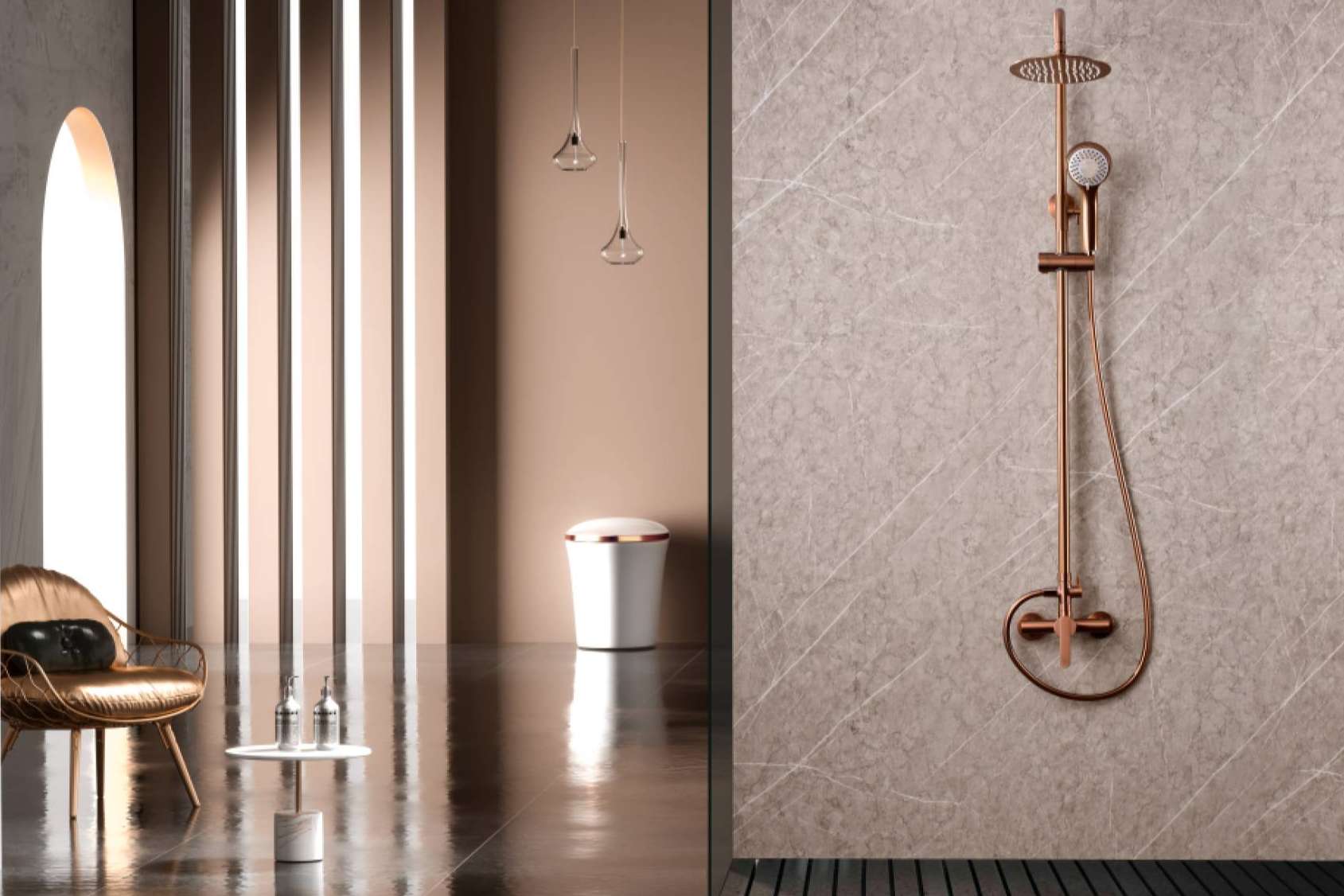 El oro rosa cepillado, la tendencia de actualidad en elementos para baños que ofrece IMEX Products