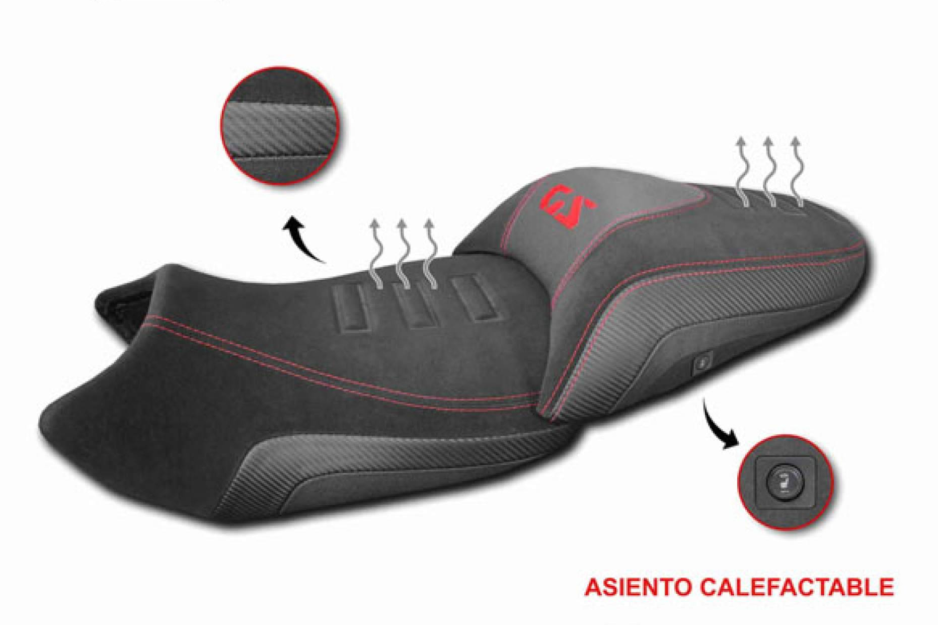 Asiento de moto calefactable BMW R1300 GSA; JM-FUNDAS ofrece versiones Confort en distintos acabados